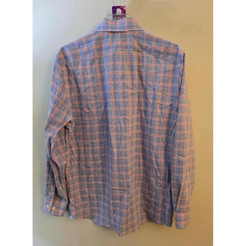Banana Republic Mens Button Down Blue Red Plaid Grant Slim Fit Cotton Size L